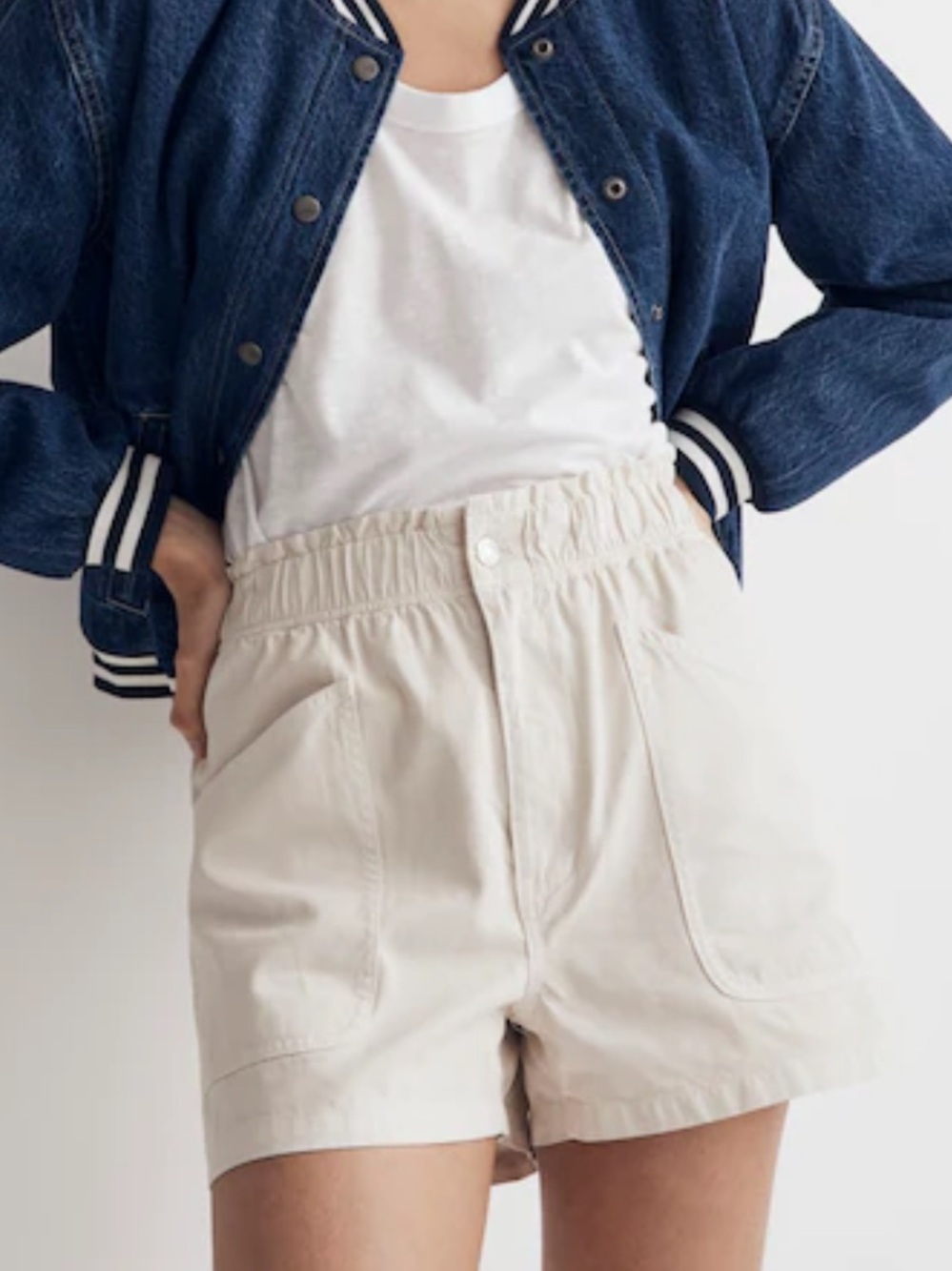Madewell Denim Pull-On Paperbag Utility Shorts Size 28